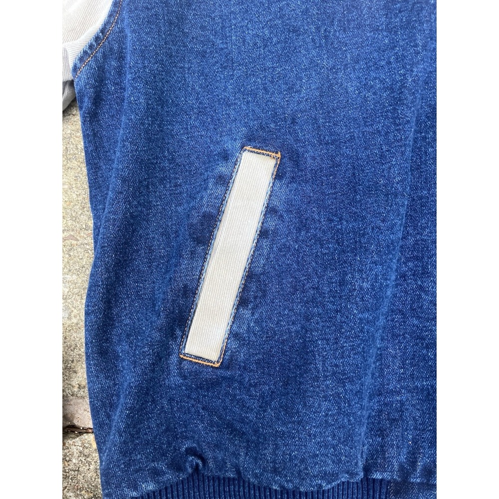 Vintage Diner Jean Jacket Mens Large L Blue Denim Varsity Cotton USA Made 90s - Picture 6 of 13